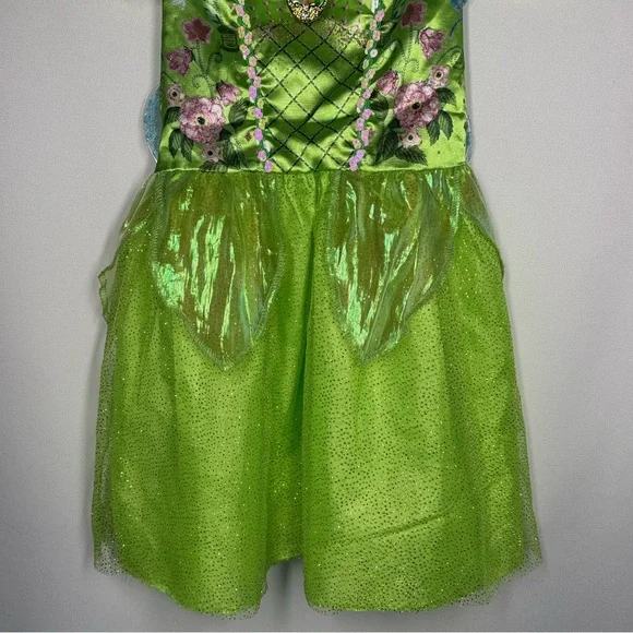❤️3/$30 Disney Tinker Bell Green Fairy Costume Dress with Wings - Child XS(4/5) - Picture 3 of 10